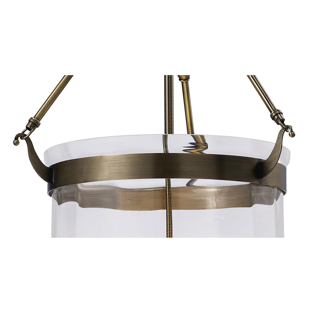 Aubrey 4-Light Pendant in Antique Brass with Clear Rippled Glass