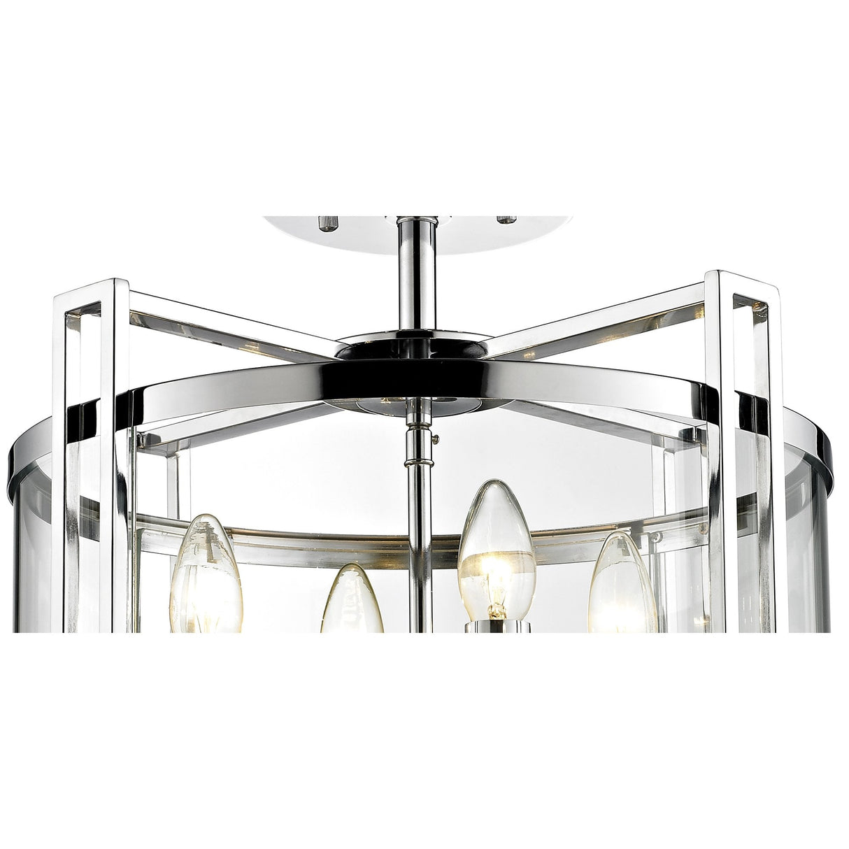 Eaton Semi Flush 4-Light Ceiling Fixture in Polished Chrome and Glass