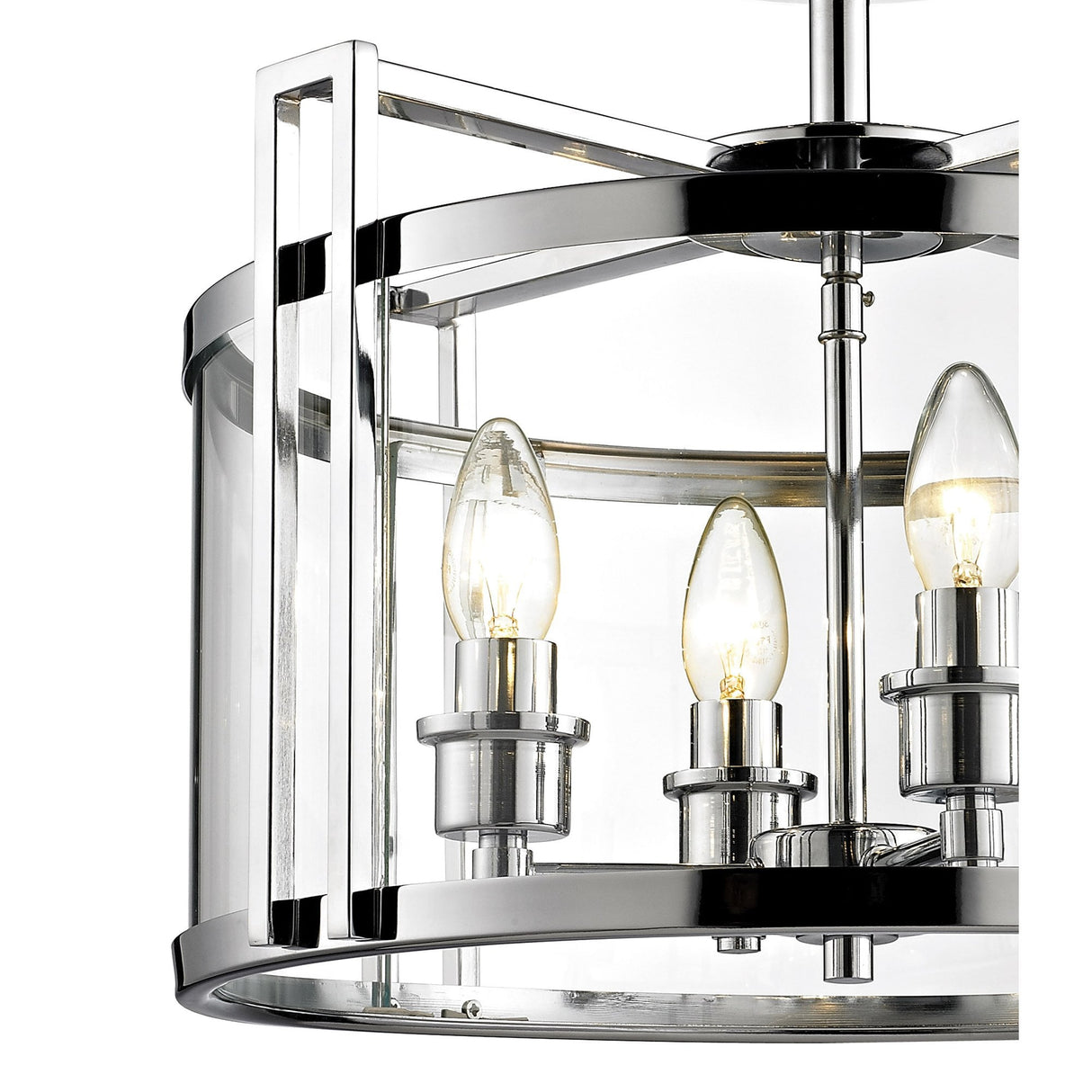 Eaton Semi Flush 4-Light Ceiling Fixture in Polished Chrome and Glass