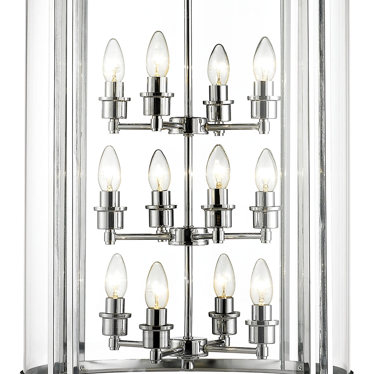 Eaton 12-Light Polished Chrome Glass Pendant Chandelier