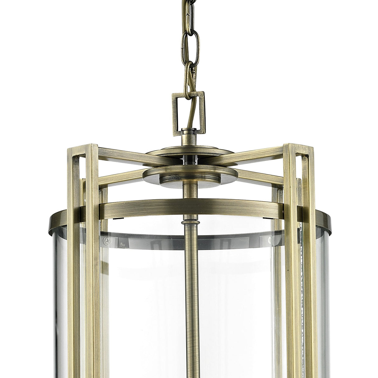 Eaton Antique Brass & Glass Triple-Pendant Light Fixture