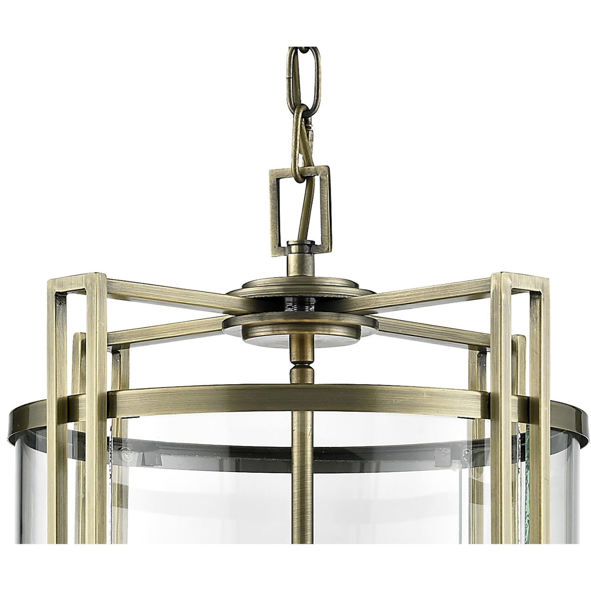 Eaton 4-Light Antique Brass Pendant with Curved Glass Panels