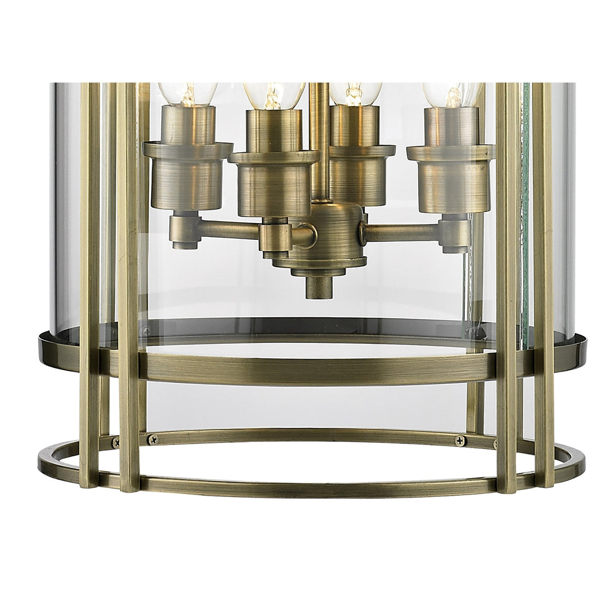 Eaton 4-Light Antique Brass Pendant with Curved Glass Panels