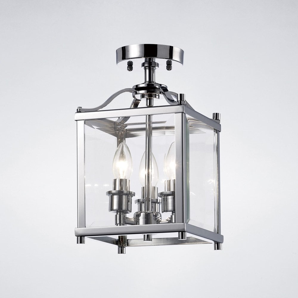 Aston Contemporary Glass and Polished Chrome Semi-Flush Ceiling Light