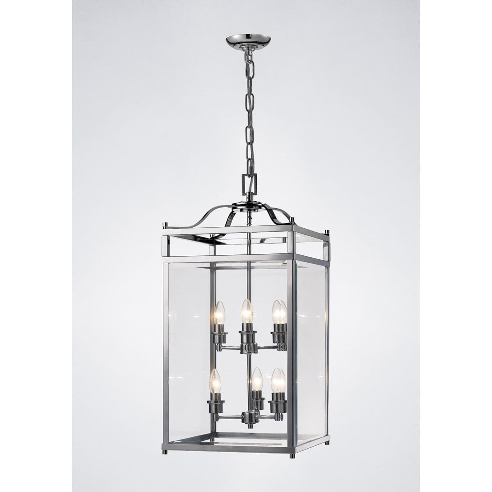 Aston Pendant 6-Light Modern Chrome and Glass Chandelier