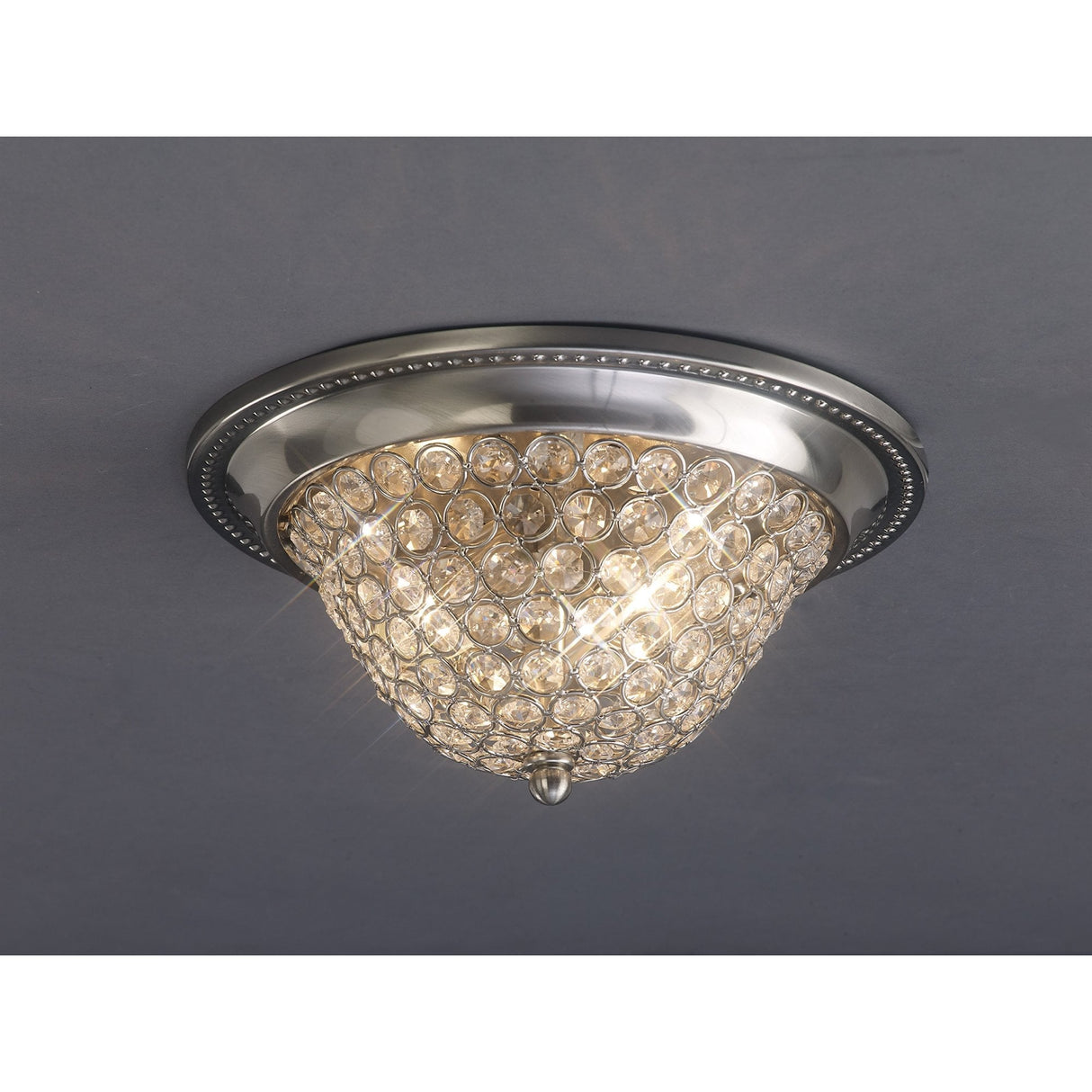 Paloma Deluxe 2-Light Ceiling Fixture in Satin Nickel with Crystal Accents