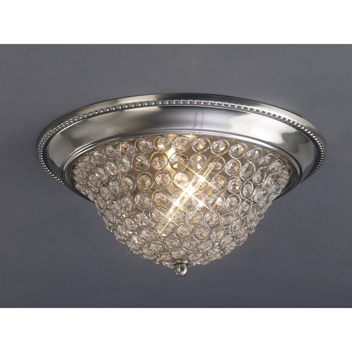 Paloma Medium Ceiling Light in Satin Nickel with Clear Crystal Accents