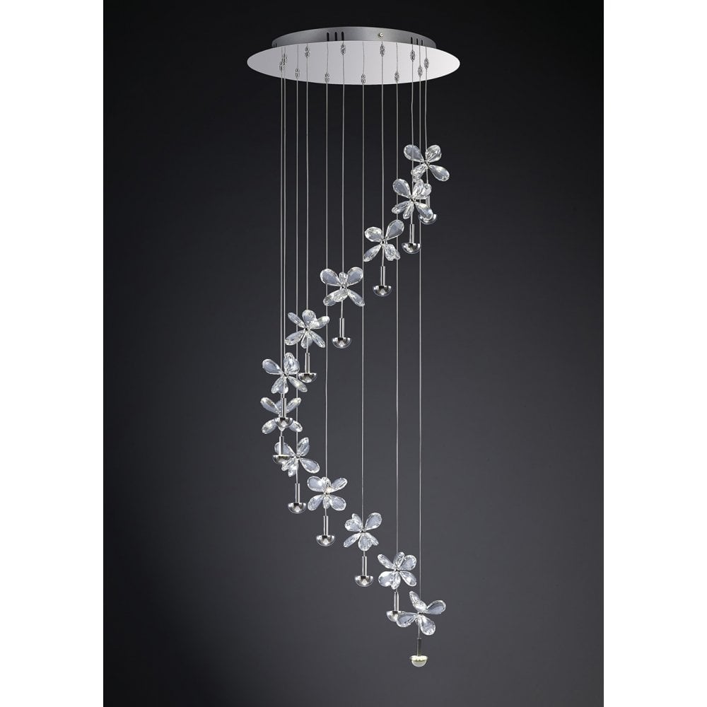 Radiant Aviva 12-Light LED Pendant in Polished Chrome and Crystal