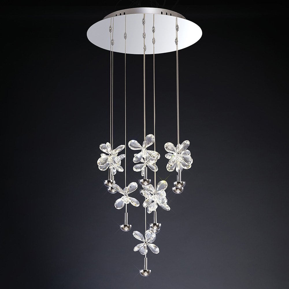 Aviva Pendant Round 10 Light LED in Polished Chrome with Radiant Crystal Design