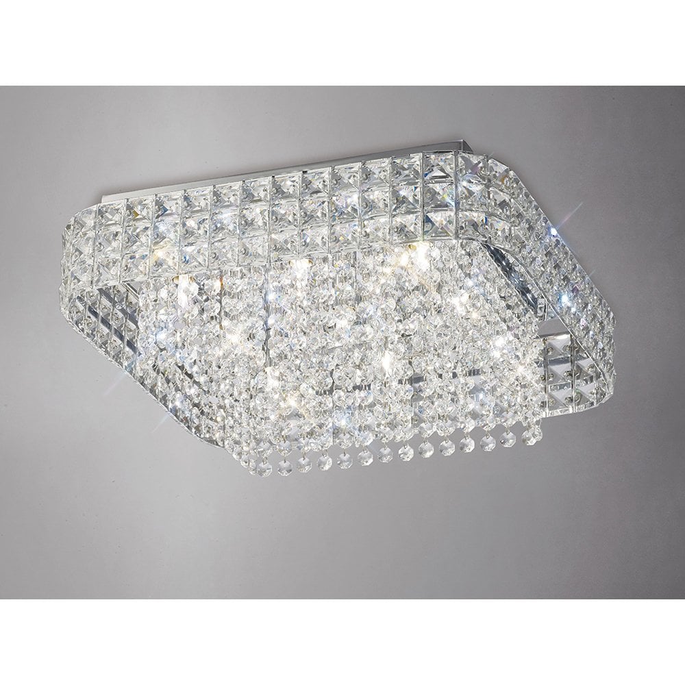 Edison Square 9-Light Polished Chrome & Crystal Ceiling Fixture