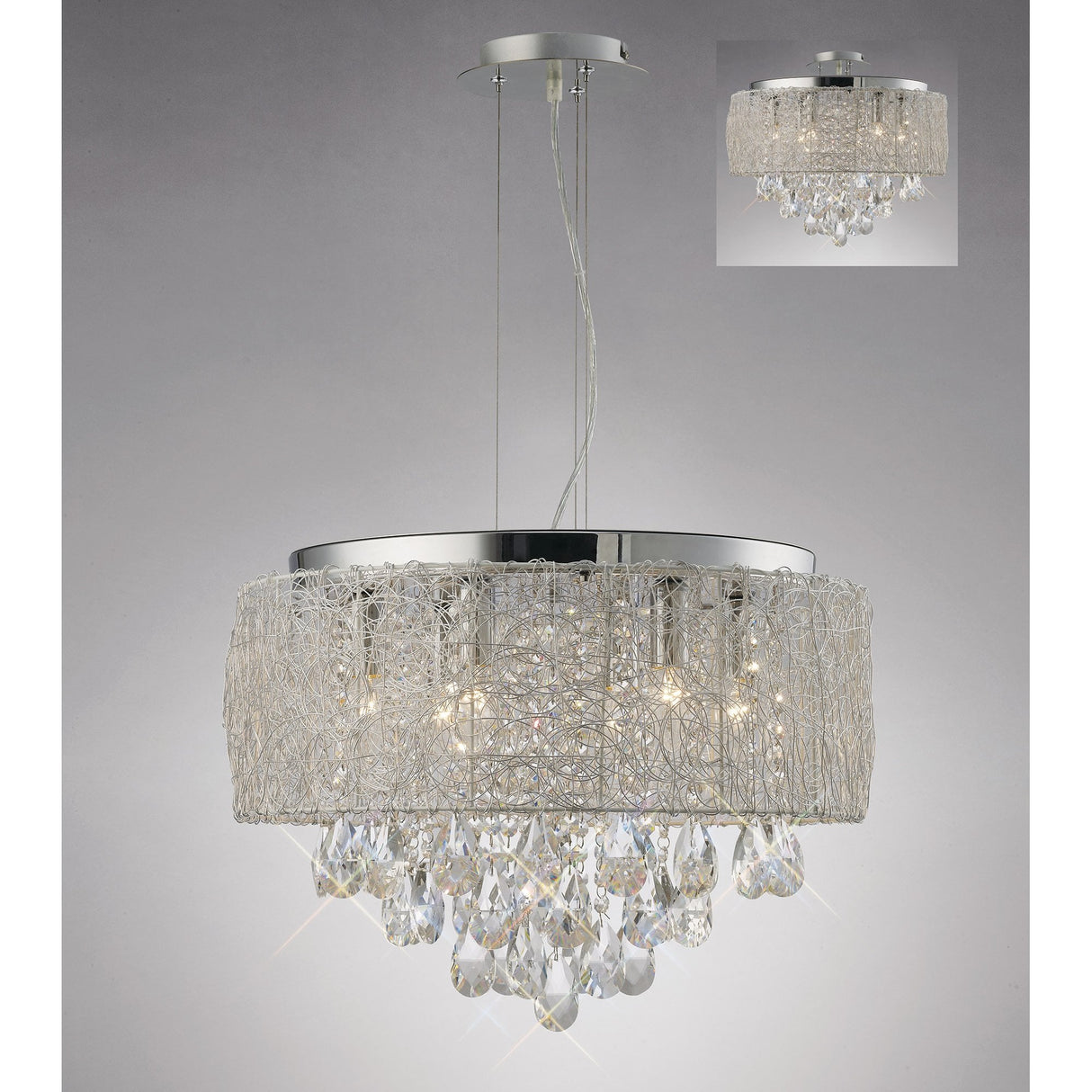 Adeline 6-Light Pendant with Polished Chrome and Crystal Elegance