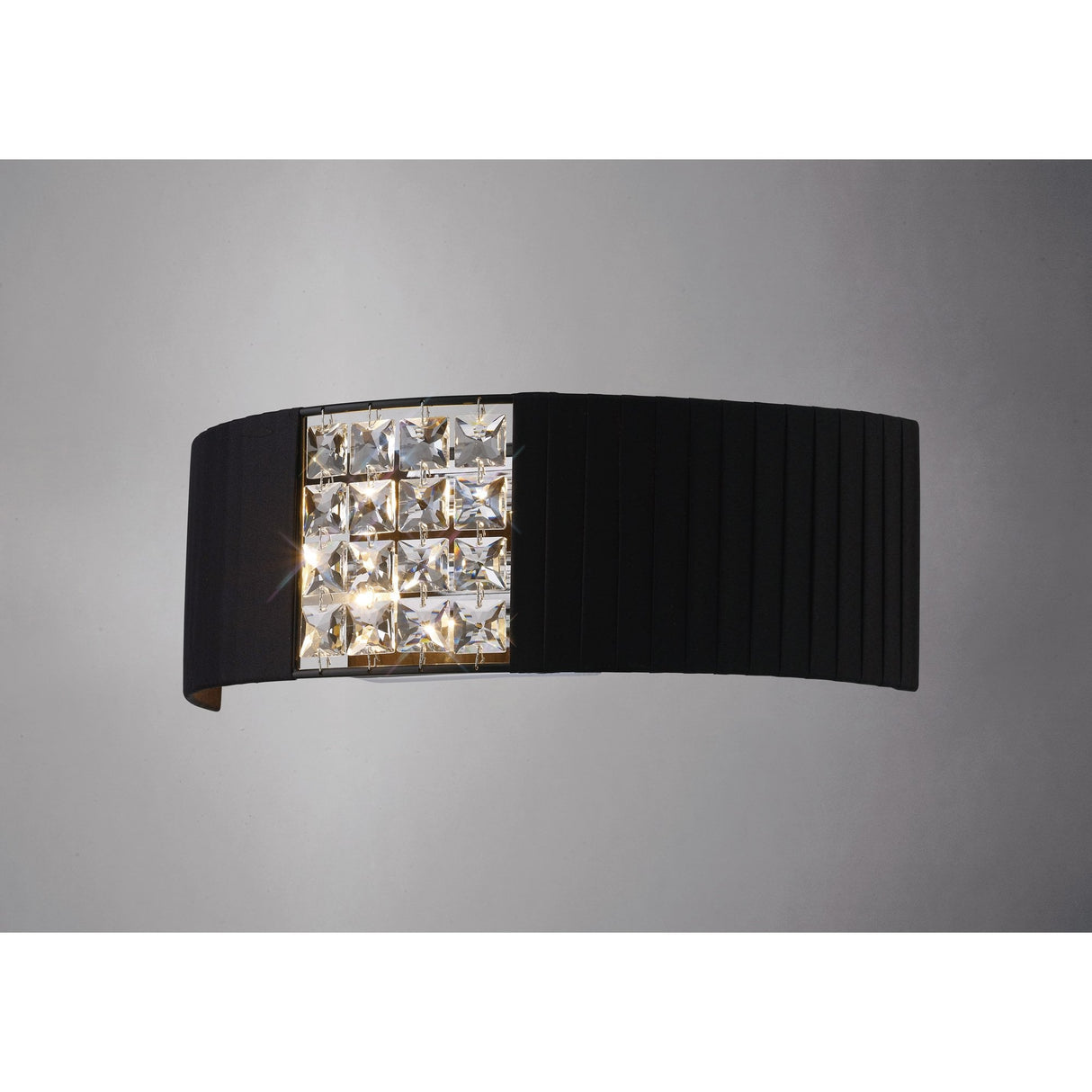 Evelyn Wall Lamp with Dual Light in Polished Chrome and Black Shade, Featuring Crystal Accents
