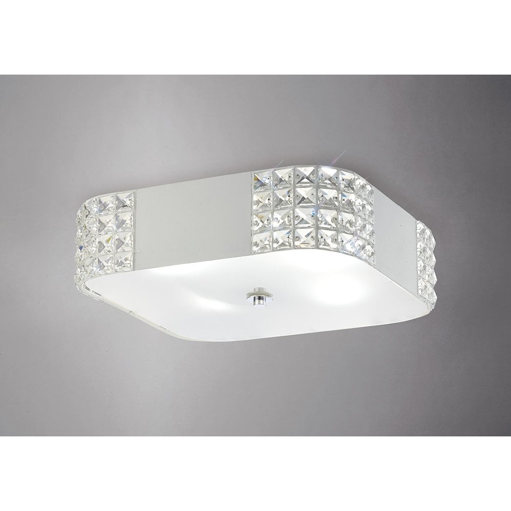 Denver Modern Flush Ceiling Light with Crystal Accents