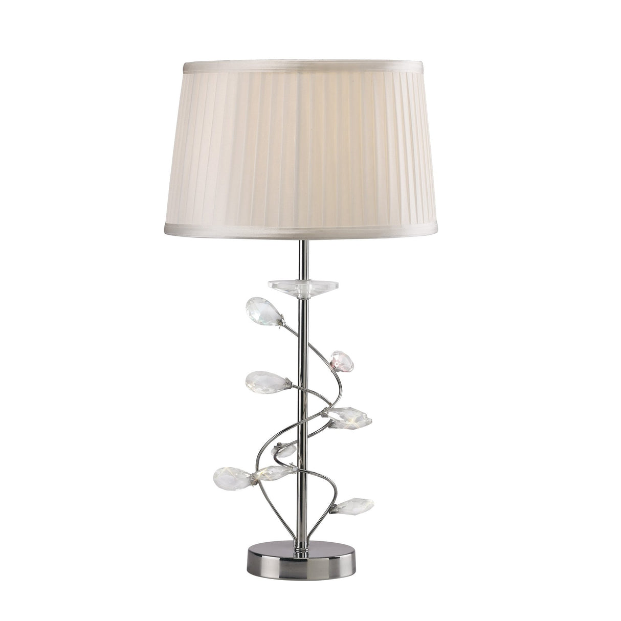 Graceful Willow Crystal Accent Table Lamp in Polished Chrome with White Shade