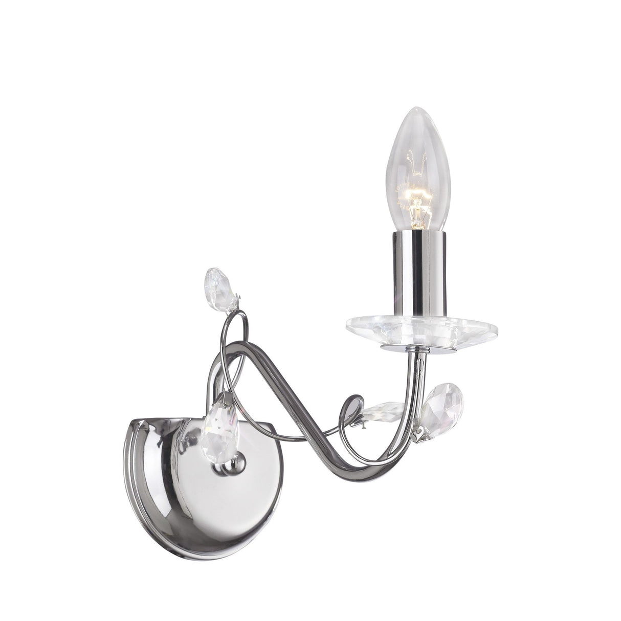 Willow Wall Lamp with Polished Chrome and Clear Crystal Accents, 1 Light Fixture