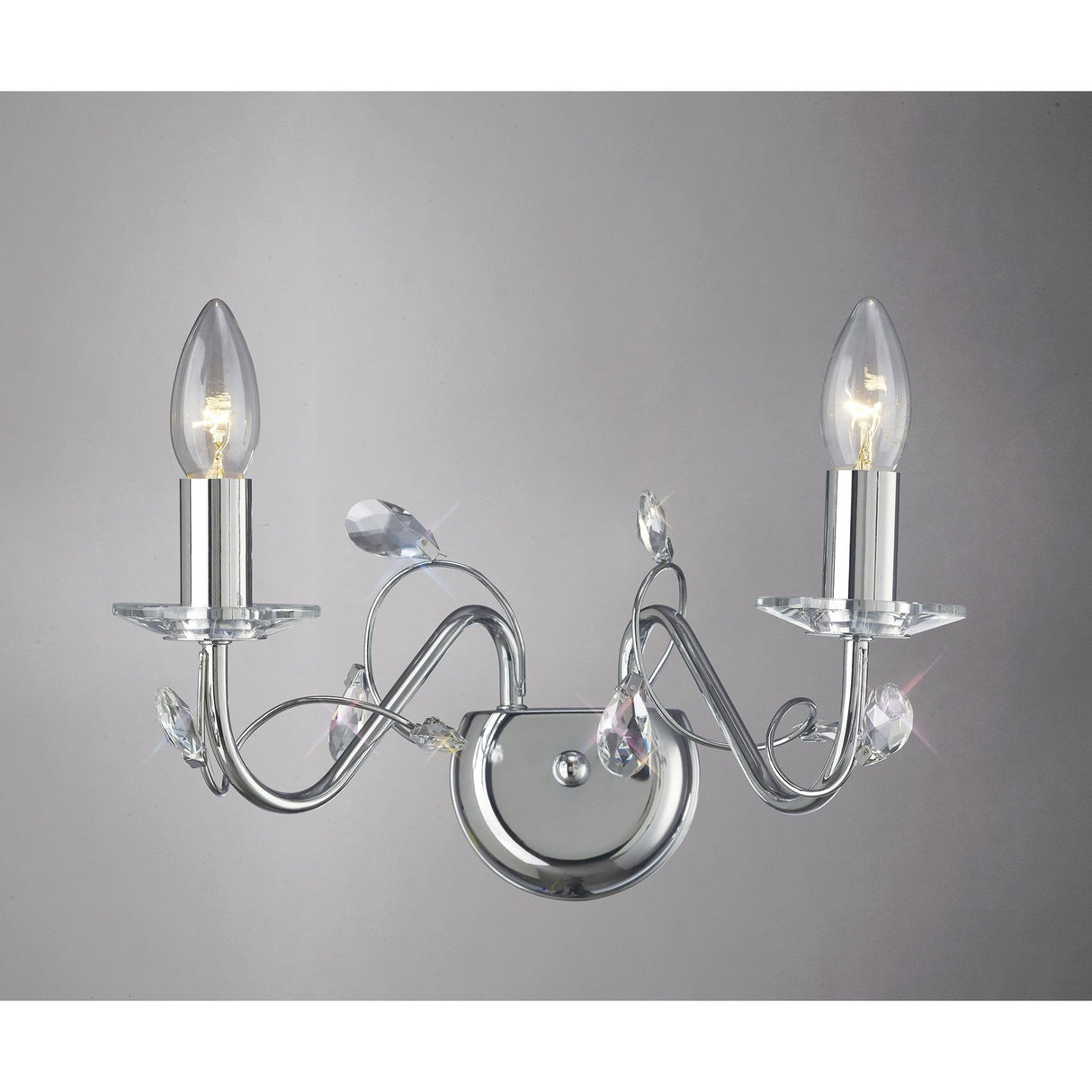 Willow Polished Chrome Dual-Light Crystal Wall Lamp