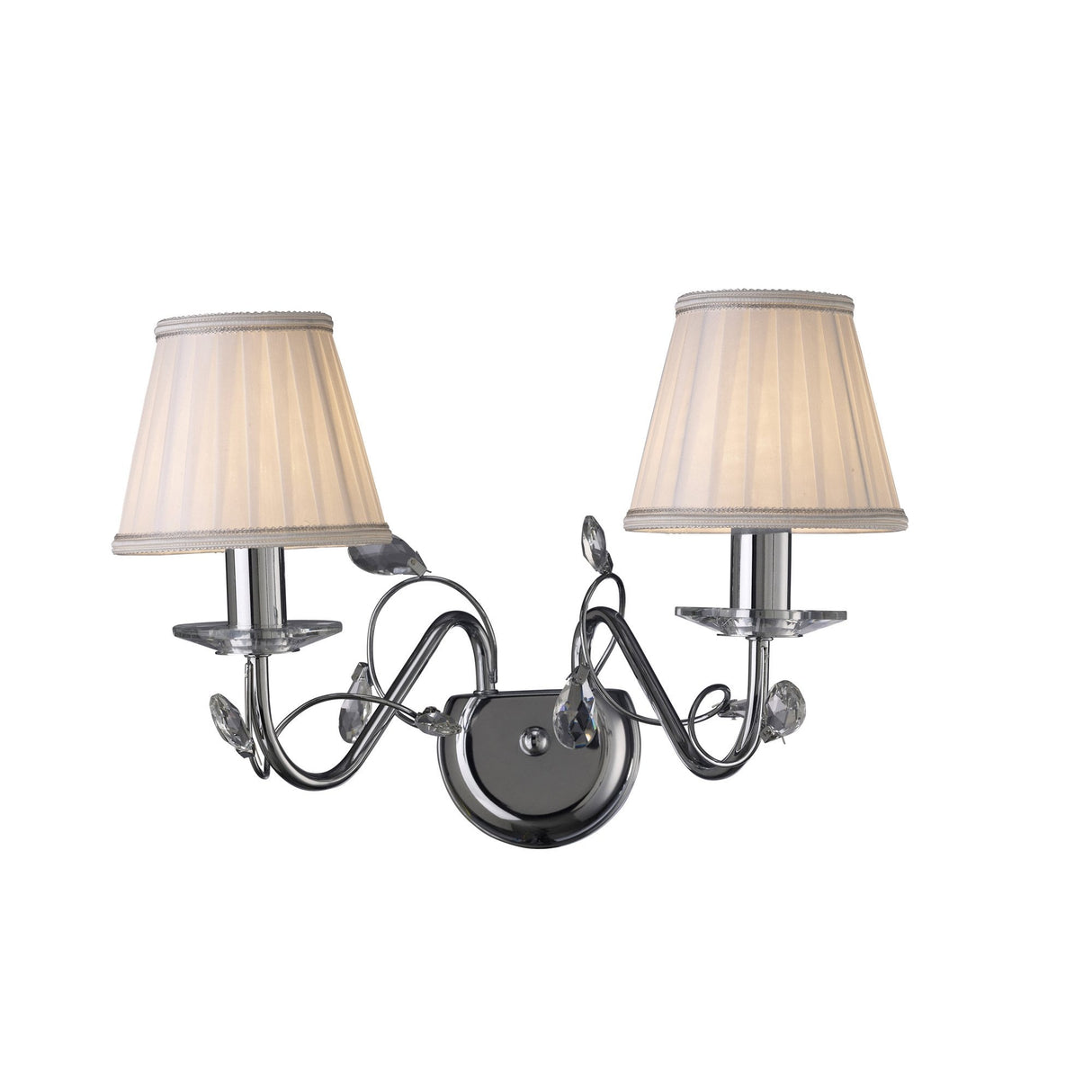 Willow Polished Chrome Dual-Light Crystal Wall Lamp