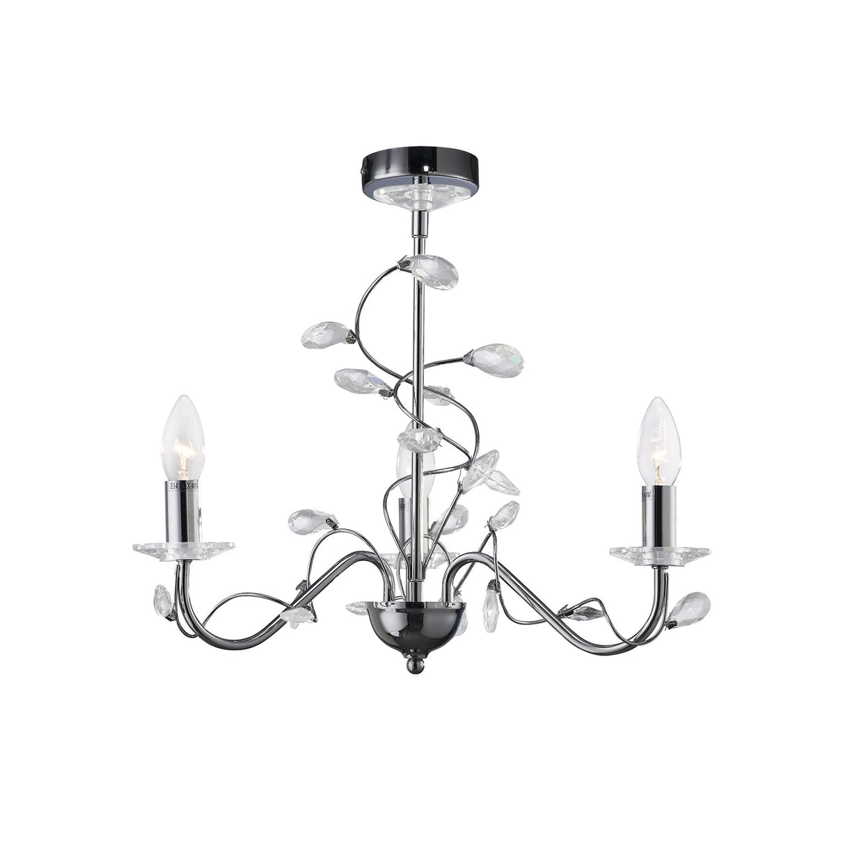 Elegant Willow Chrome Crystal Pendant Light Fixture - 3 Light Design