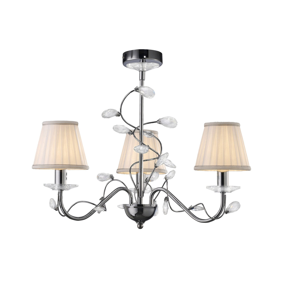 Elegant Willow Chrome Crystal Pendant Light Fixture - 3 Light Design