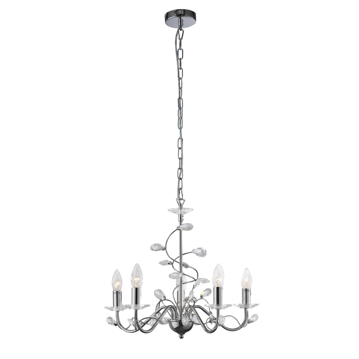 Willow Elegance Pendant Light with Polished Chrome and Crystal Accents