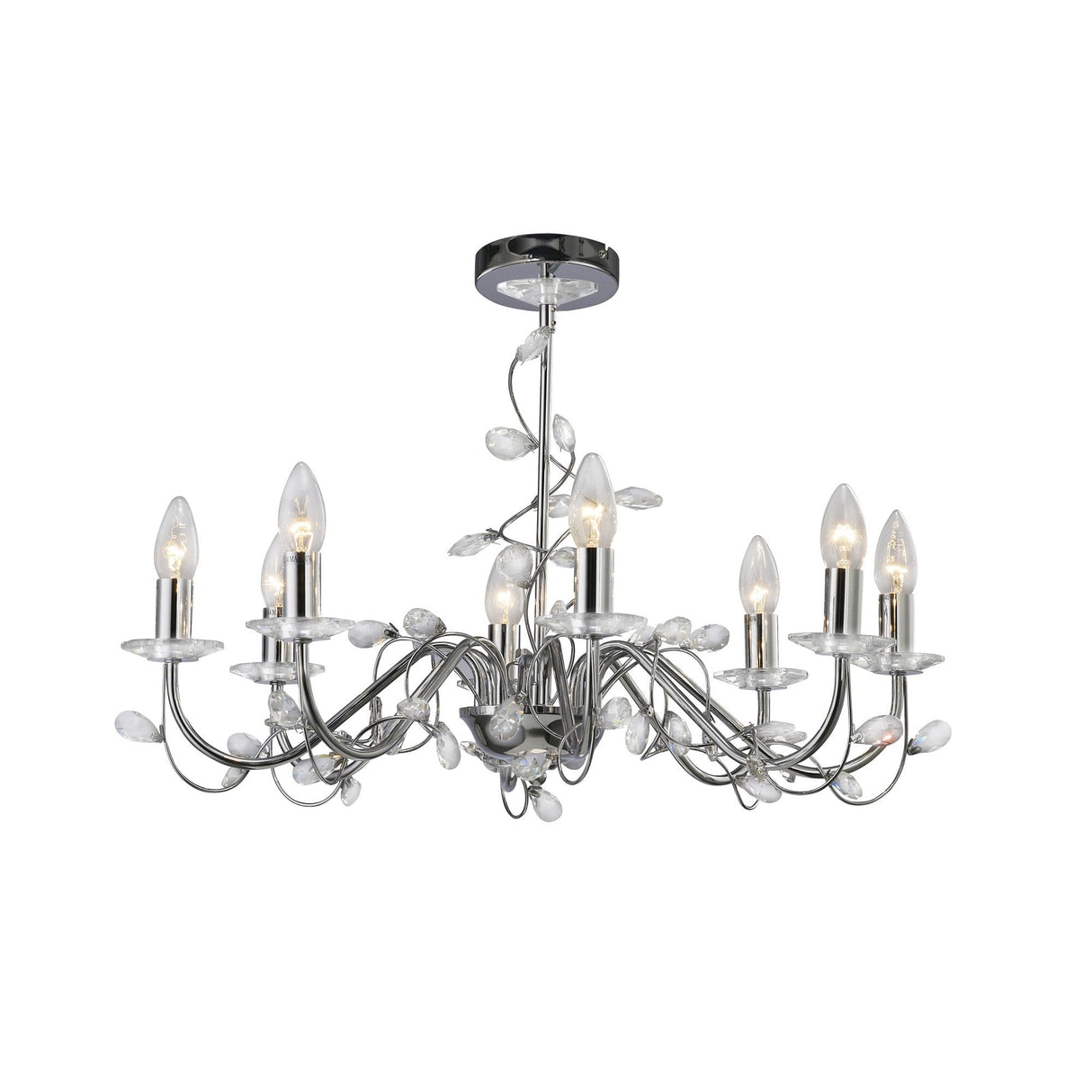 Willow Branch Chandelier 8-Light in Polished Chrome with Clear Crystal Drops