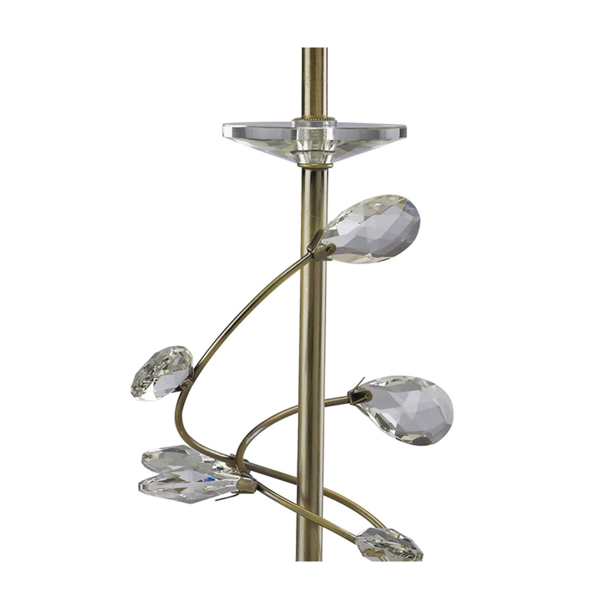 Willow Table Lamp with Cream Shade and Antique Brass Crystal Design