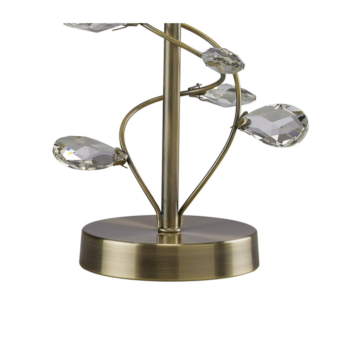 Willow Table Lamp with Cream Shade and Antique Brass Crystal Design