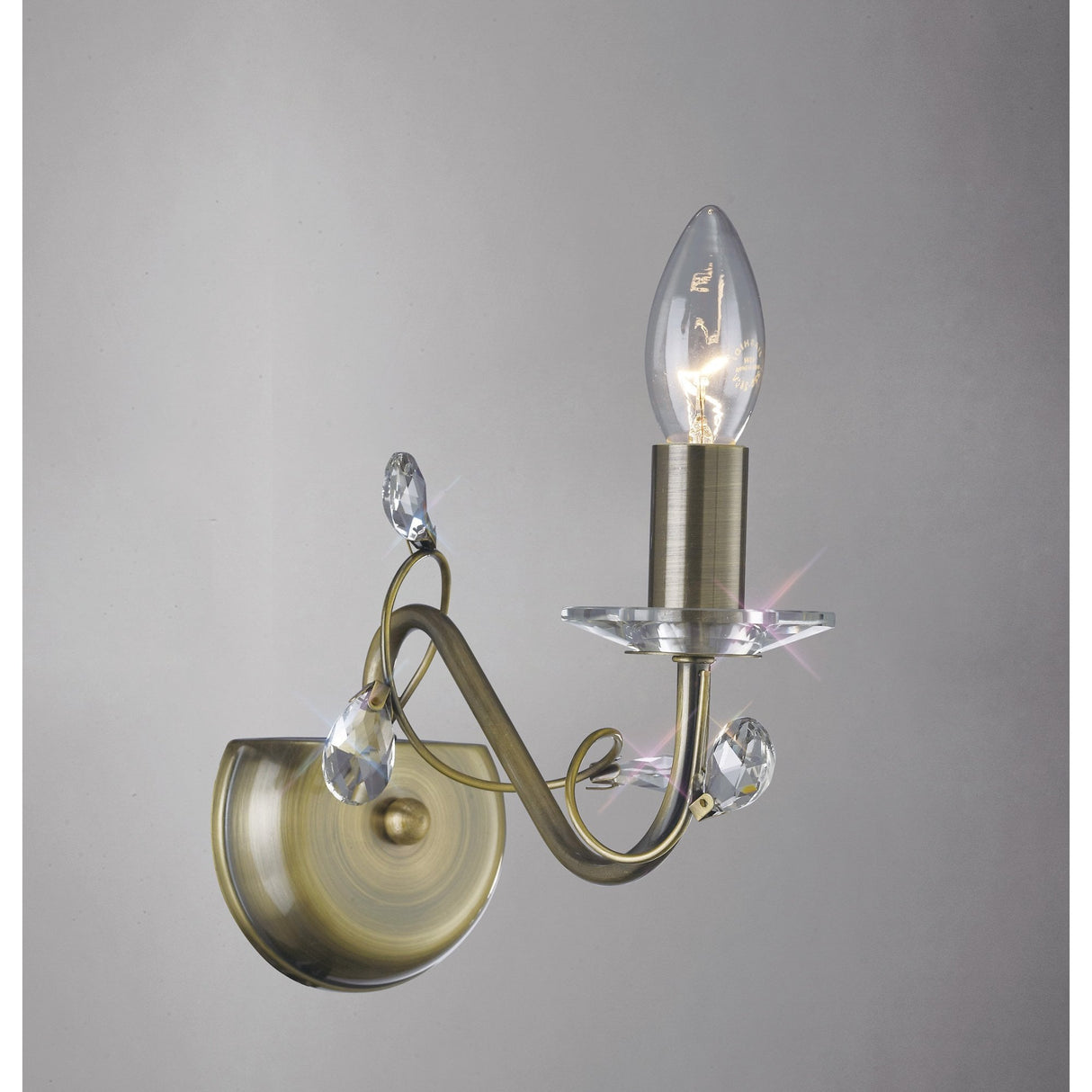 Willow Wall Light in Antique Brass with Clear Crystal Accents (Without Shade)