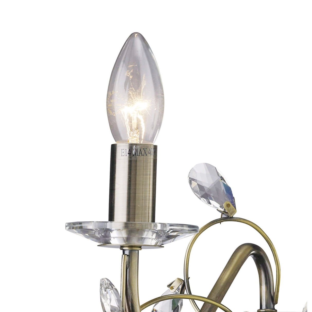 Willow Antique Brass & Crystal Double Light Wall Fixture Without Shade
