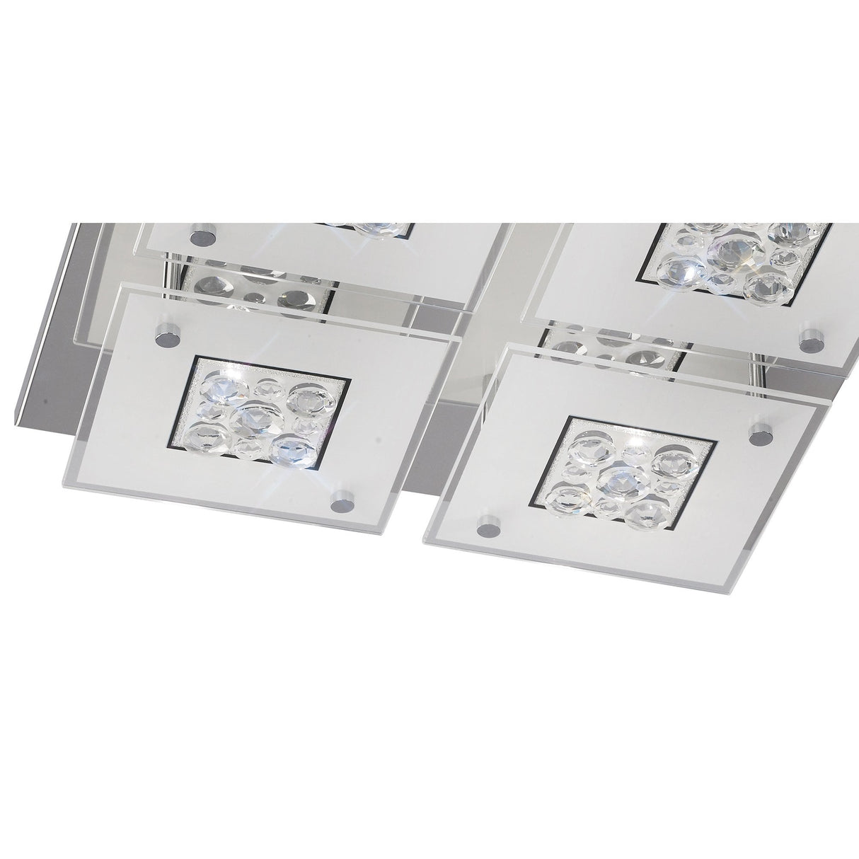 Celestial Quad Light Fixture in Polished Chrome with Crystal Glass Design