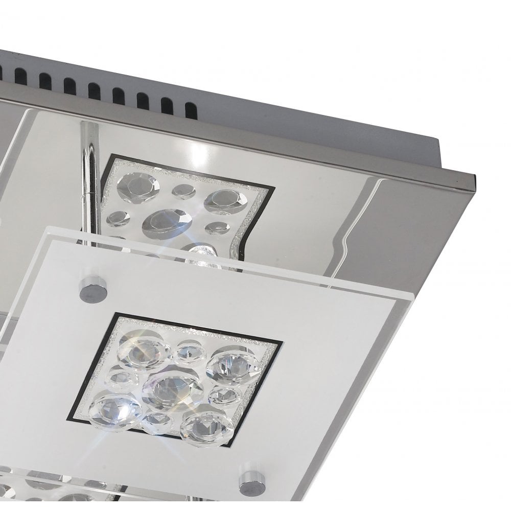 Celestial Quad Light Fixture in Polished Chrome with Crystal Glass Design