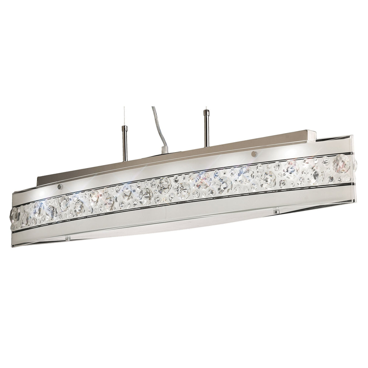 Galactic Elegance Bar: 5 Light Pendant in Polished Chrome with Crystal Accents