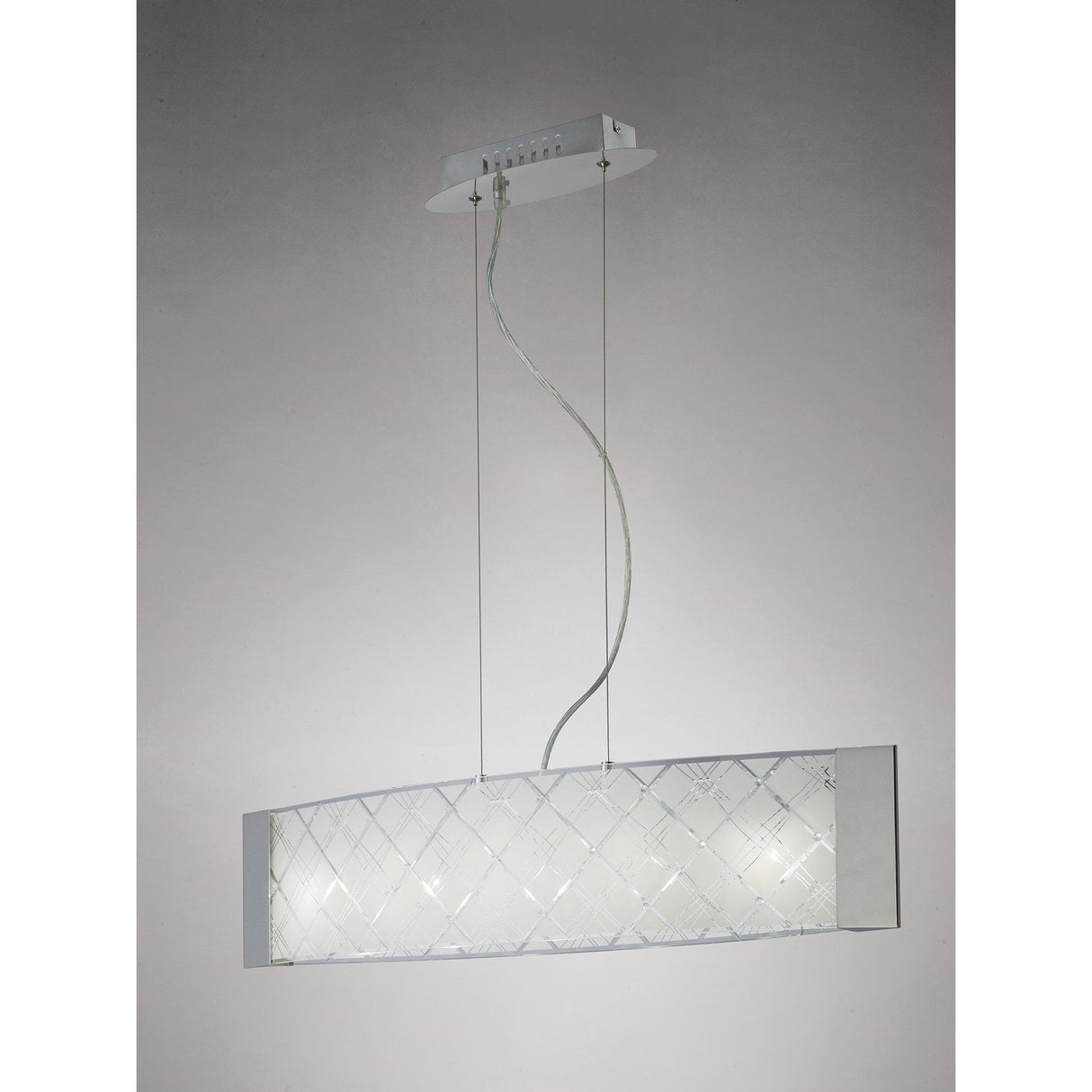 Aries 5-Light Pendant in Polished Chrome with Crystal Accents and Frosted Patterned Glass