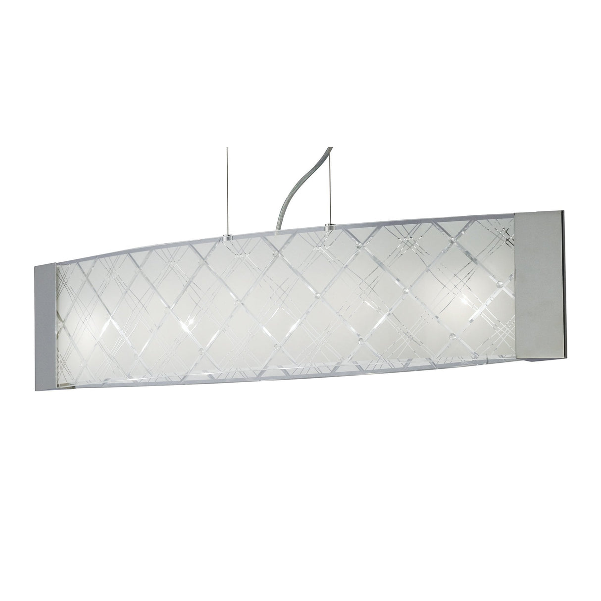 Aries 5-Light Pendant in Polished Chrome with Crystal Accents and Frosted Patterned Glass