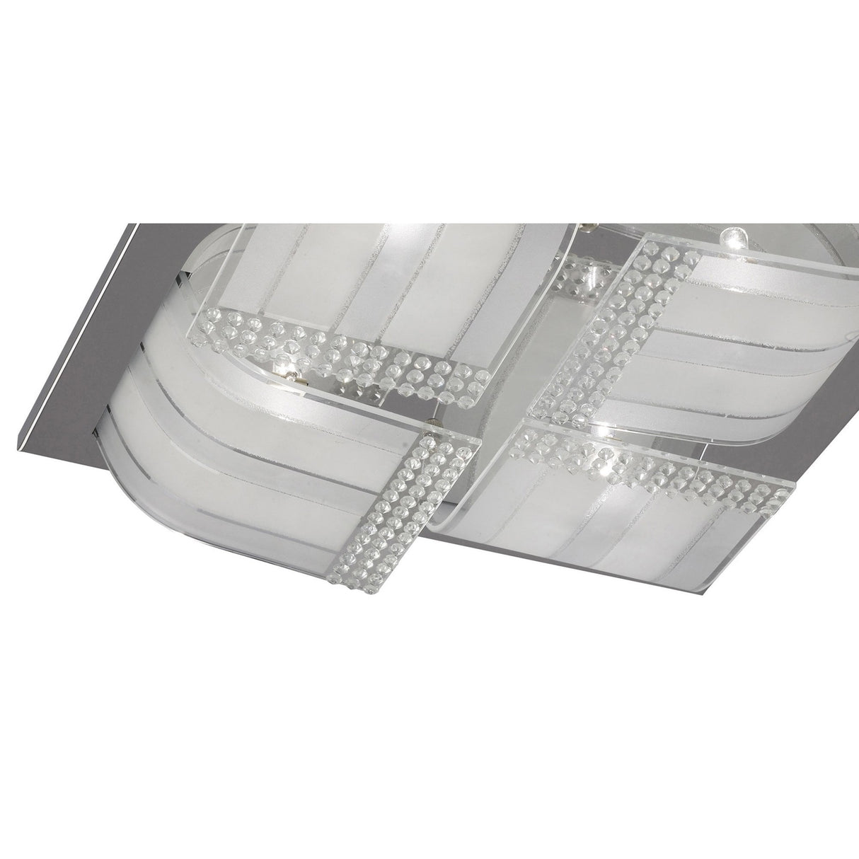 Charis Large 4-Light Ceiling Fixture in Polished Chrome with Glass and Crystal Design