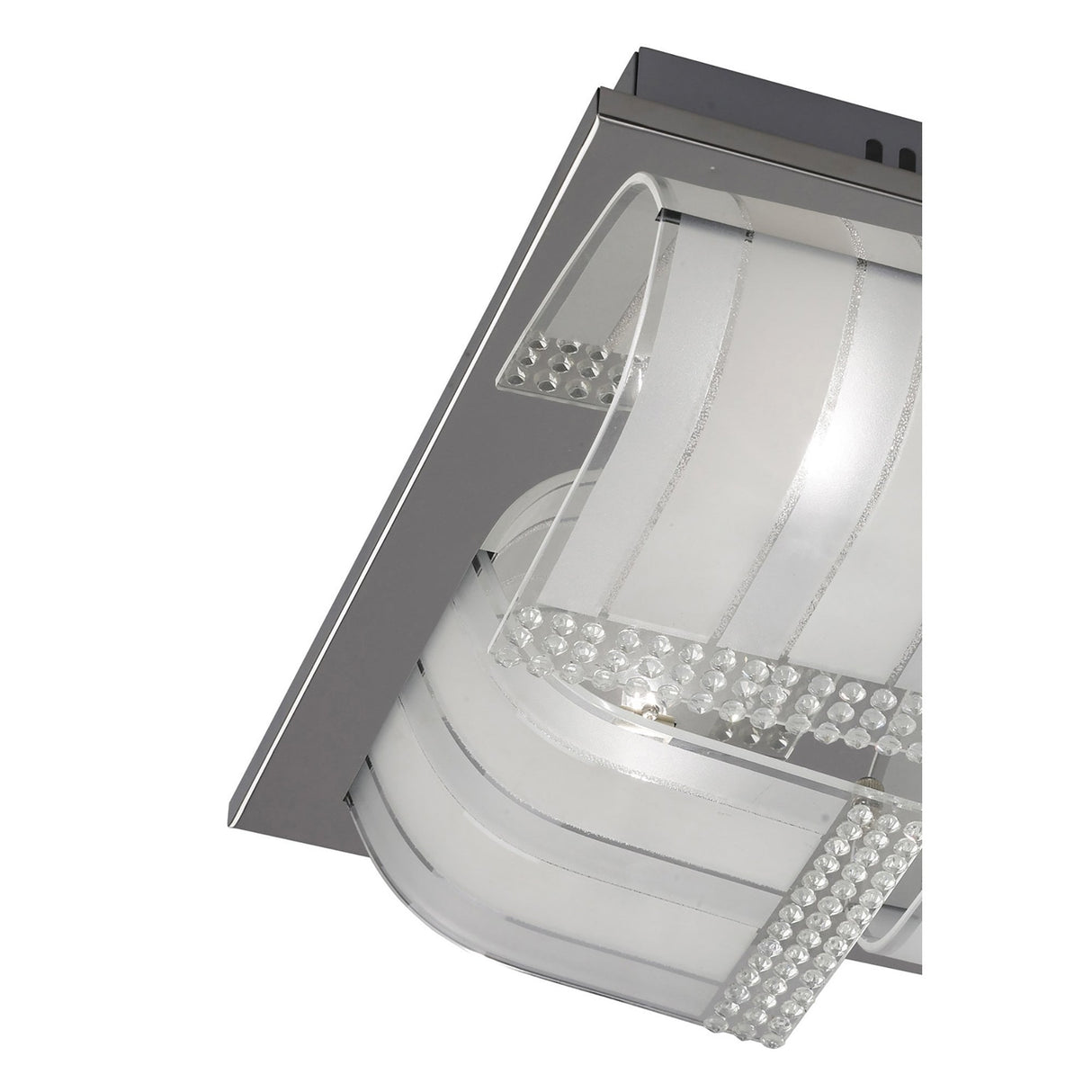 Charis Large 4-Light Ceiling Fixture in Polished Chrome with Glass and Crystal Design