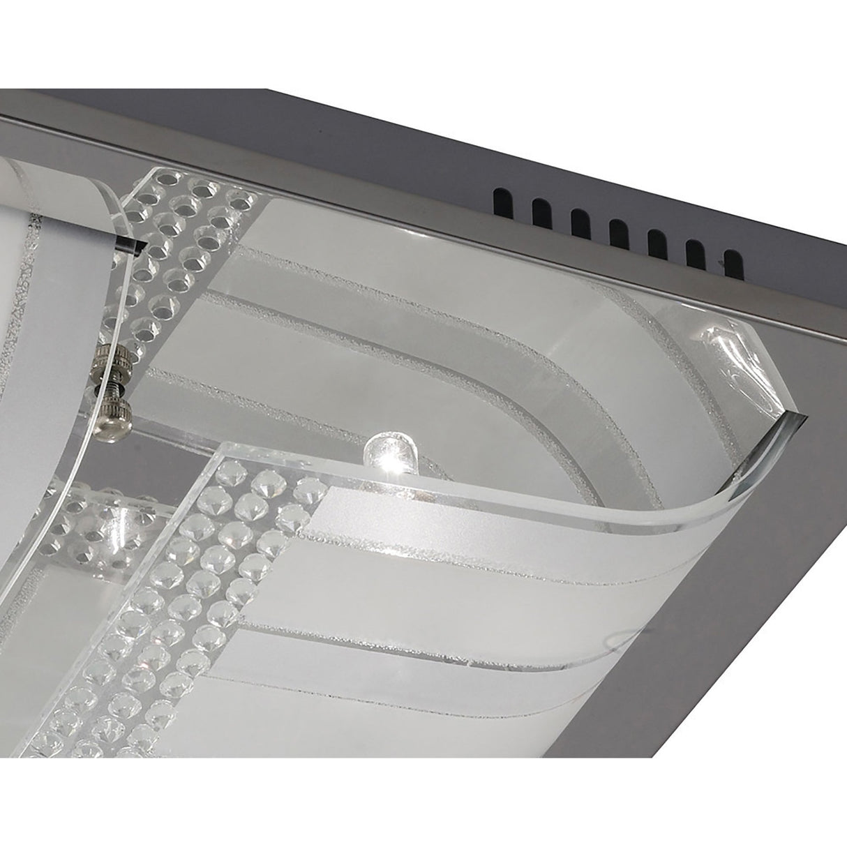 Charis Large 4-Light Ceiling Fixture in Polished Chrome with Glass and Crystal Design