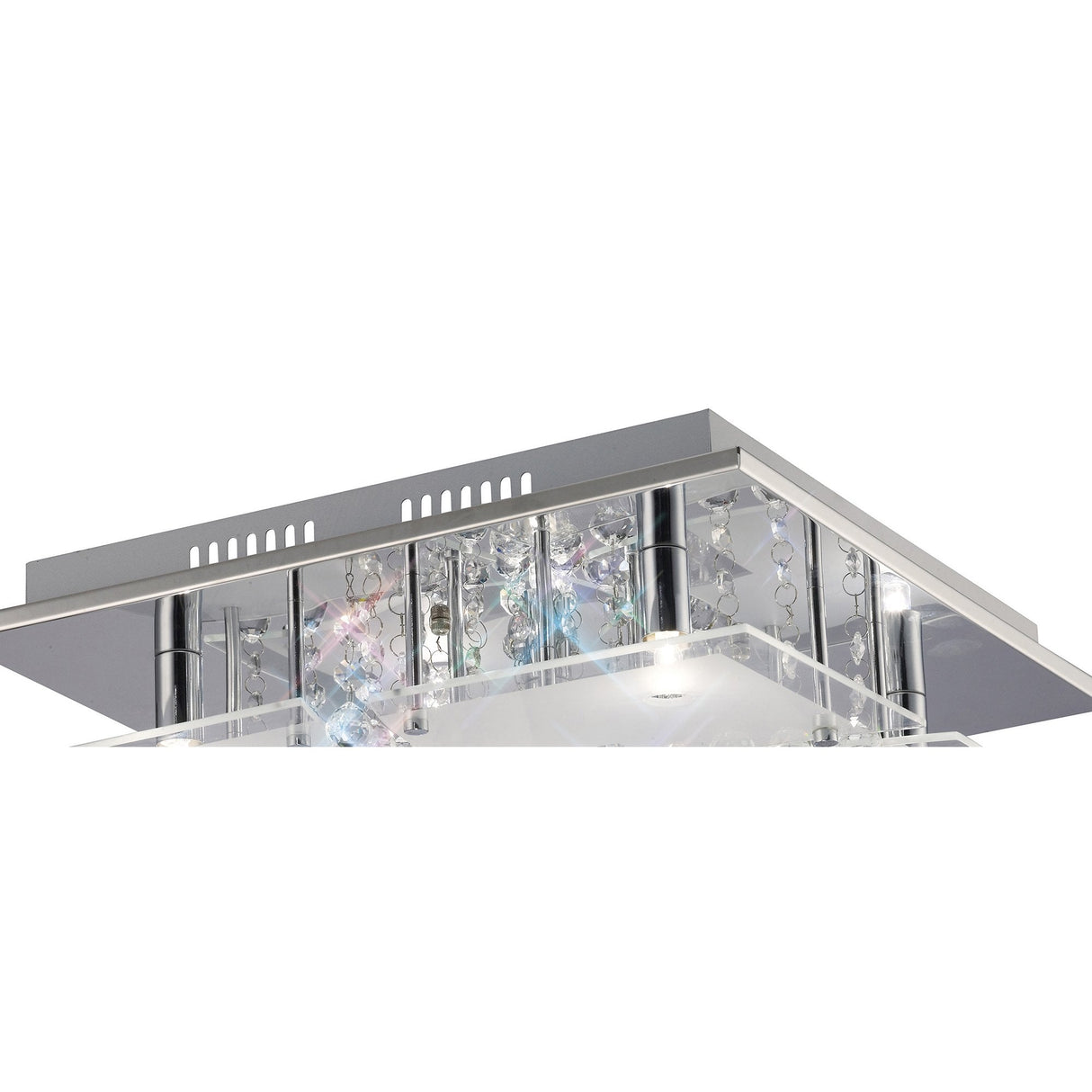Chisora 5-Light Ceiling Fixture in Polished Chrome with Frosted Glass and Crystal Accents