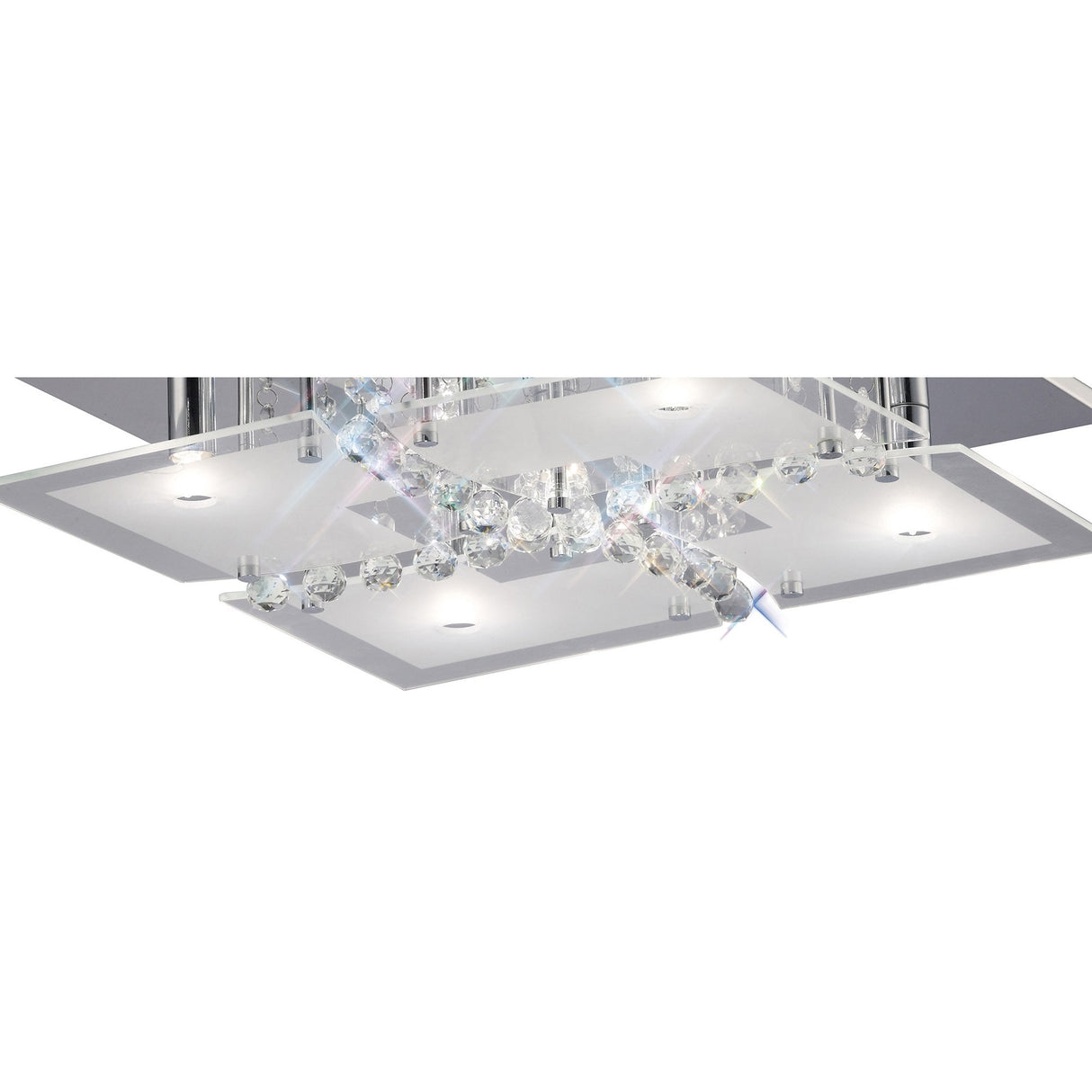 Chisora 5-Light Ceiling Fixture in Polished Chrome with Frosted Glass and Crystal Accents