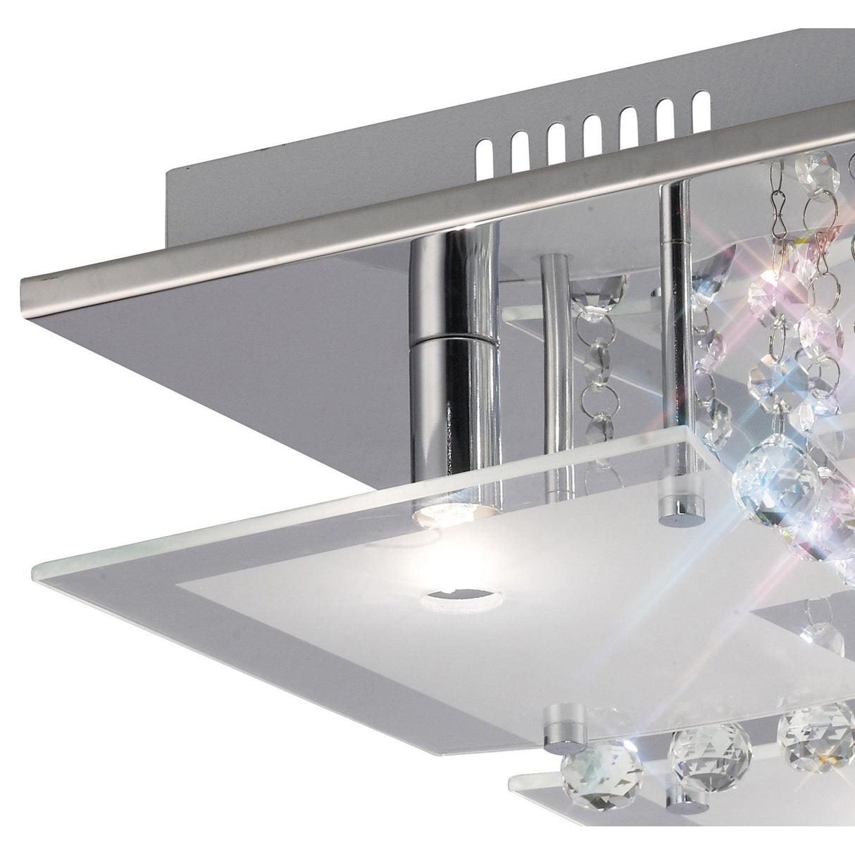 Chisora 5-Light Ceiling Fixture in Polished Chrome with Frosted Glass and Crystal Accents