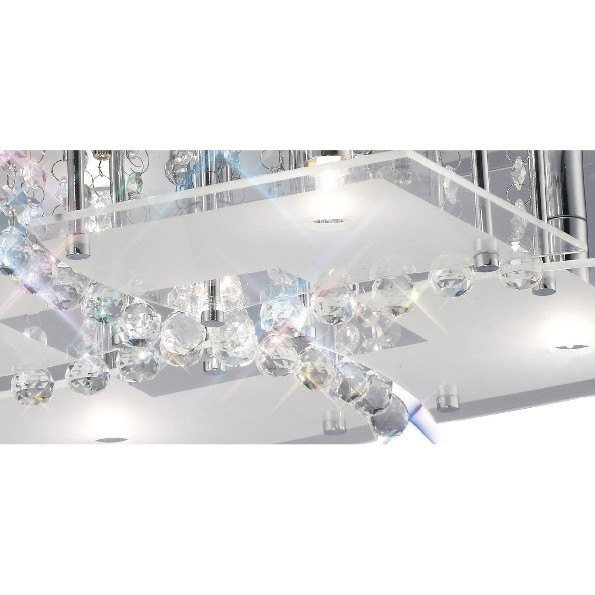 Chisora 5-Light Ceiling Fixture in Polished Chrome with Frosted Glass and Crystal Accents
