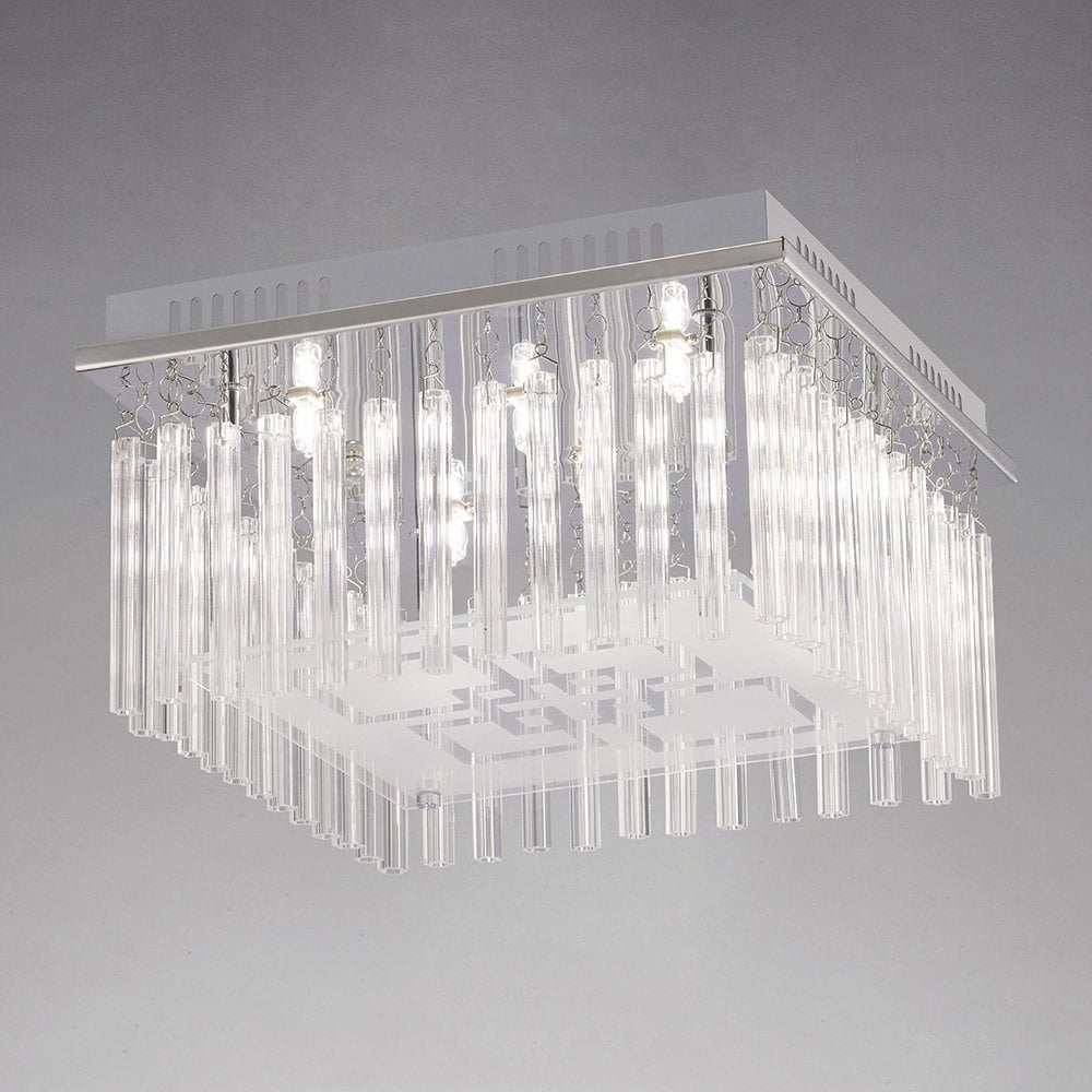 Capella Ceiling Light Fixture – 6 Light Polished Chrome and Glass Design