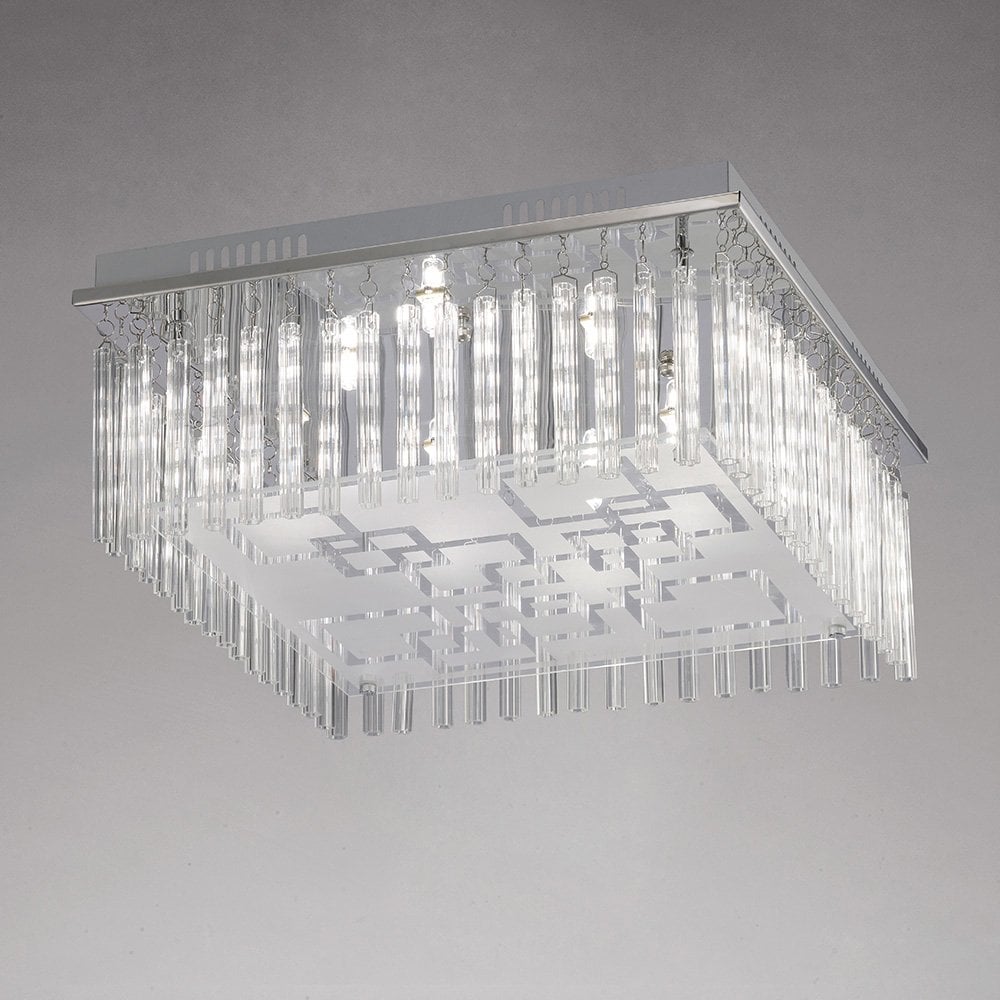 Capella Square Chrome and Glass 8-Light Ceiling Fixture
