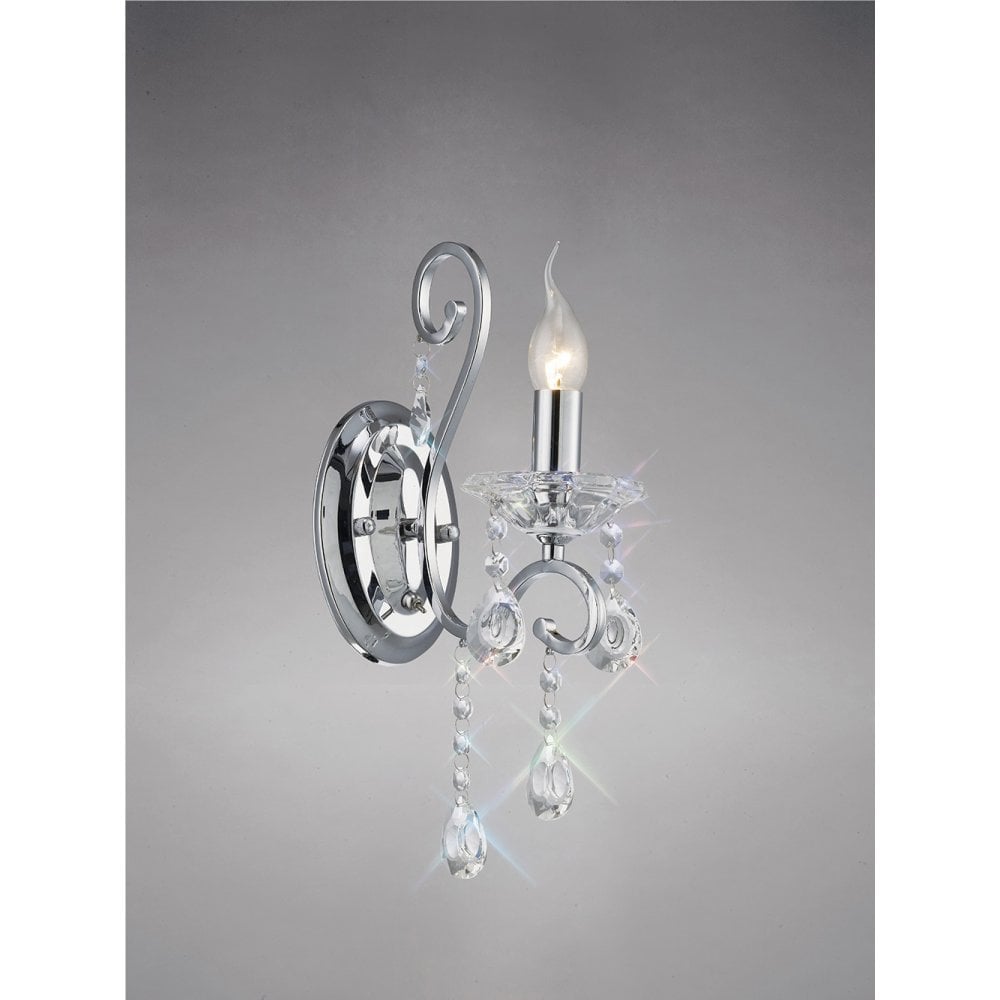Vela Elegance Wall Lamp - Polished Chrome and Crystal Illumination