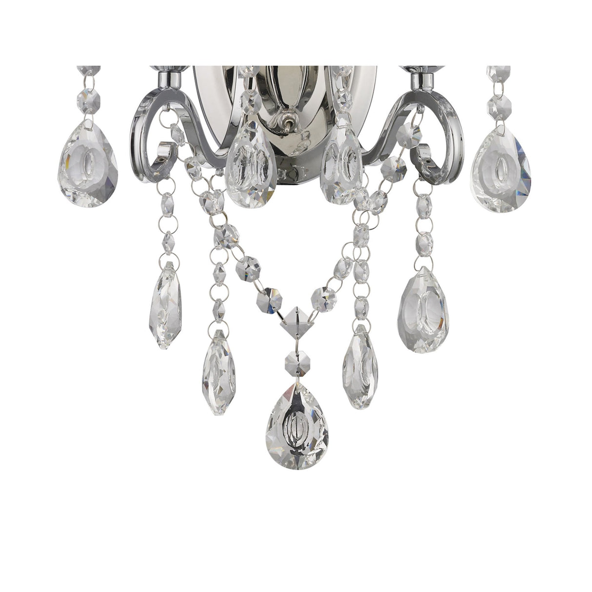 Elegant Vela Dual Light Wall Sconce in Polished Chrome and Crystal