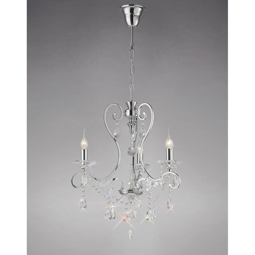 Vela Pendant Light Trio in Polished Chrome with Diyas Crystal
