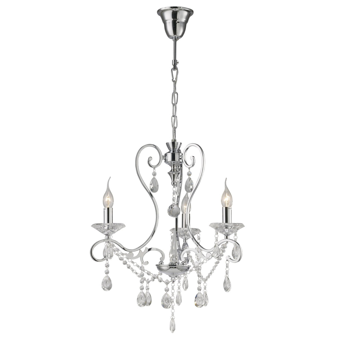 Vela Pendant Light Trio in Polished Chrome with Diyas Crystal