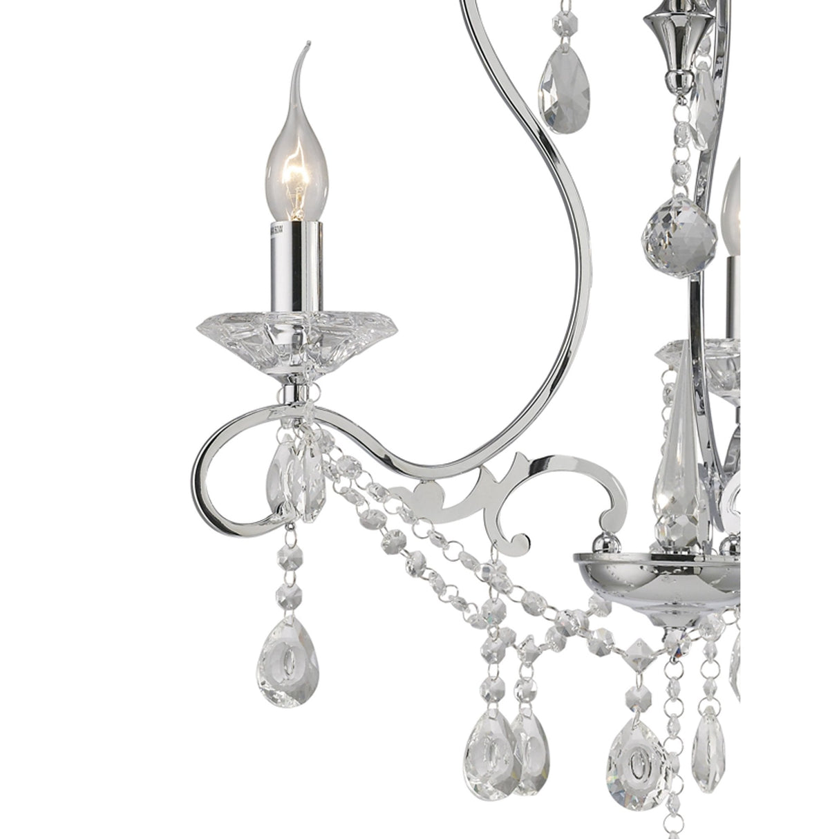 Vela Pendant Light Trio in Polished Chrome with Diyas Crystal