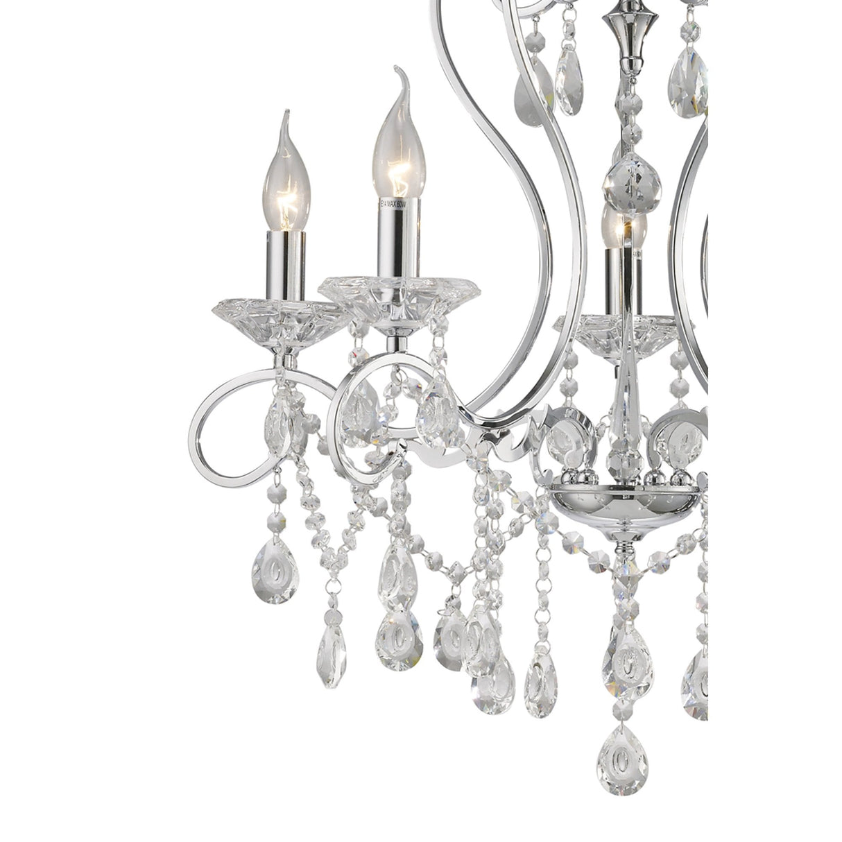 Vela 5-Light Crystal Pendant in Polished Chrome by Cassia Twigue