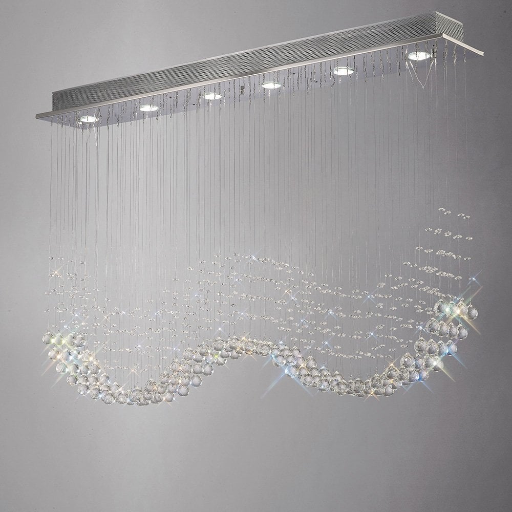 Radiant Colorado Crystal Pendant Light - 6 Bulb Polished Chrome Design